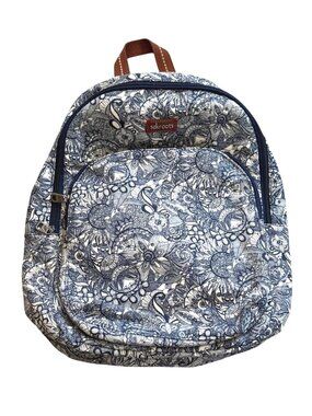 Sakroots Women's Travel Backpack Blue Peace Floral Canvas School Laptop Bag